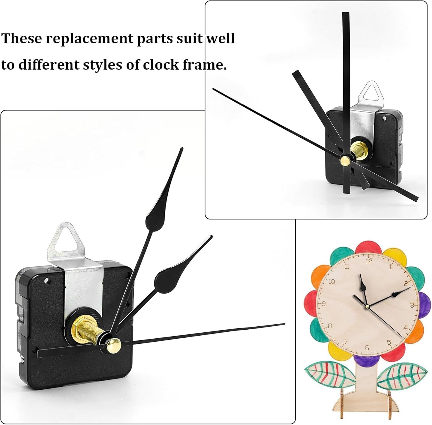 28mm Quartz Long Shaft Clock Movement Kit - DIY Wall Clock Mechanism with 1-1/10 Inch Shaft, 2 Pairs of Hands, Replacement Clock Repair Kit