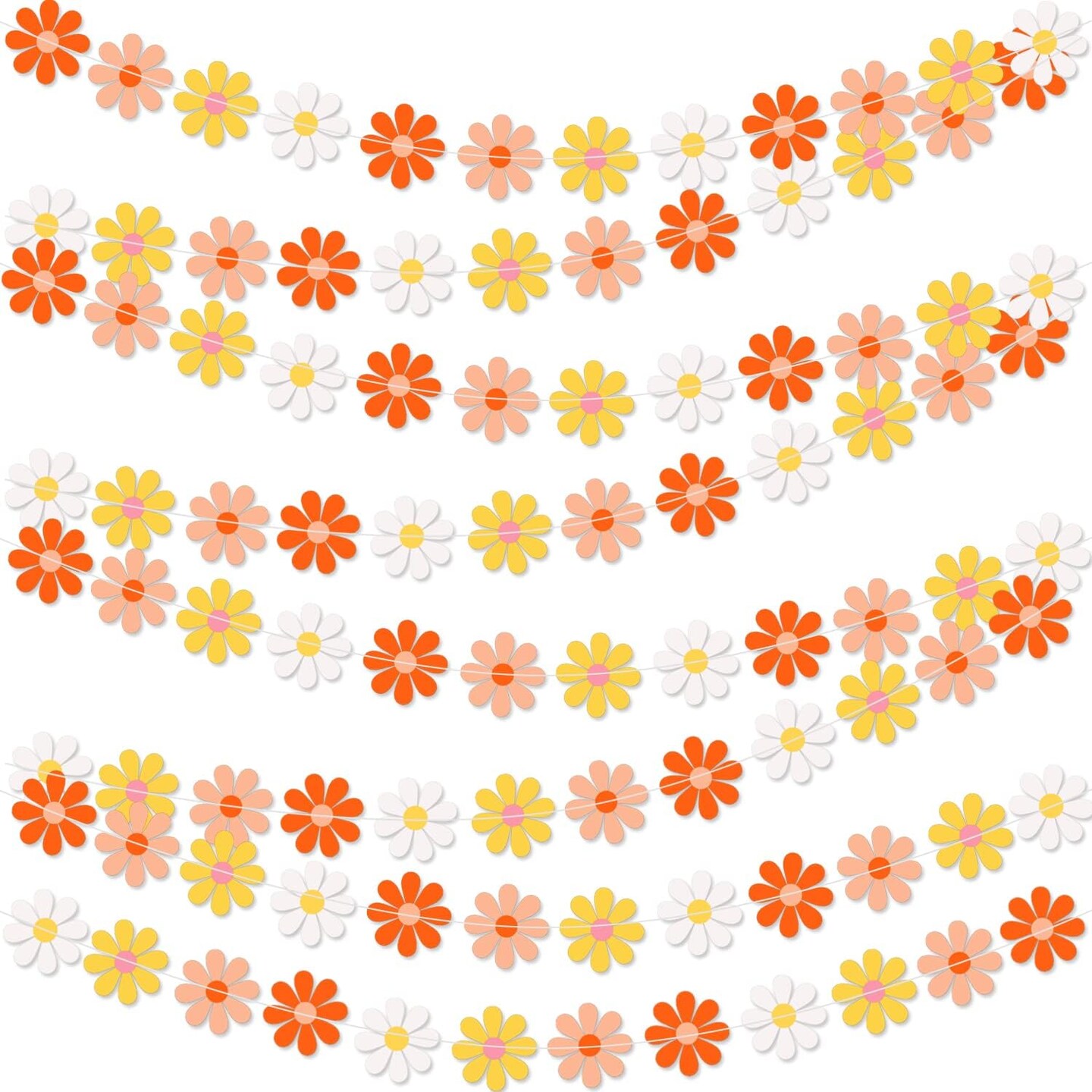 Daisy Groovy Boho Party Banner - Colorful Daisy Flower Banner for Hippie Party, Two Groovy Birthday, Baby Shower, Home &#x26; Classroom Decorations