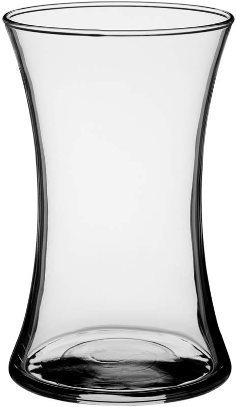 8&#x22; Clear Gathering Vase and Flower Guide Booklet - Decorative Glass Flower Vase for Floral Arrangements, Weddings, Home Decor or Office.