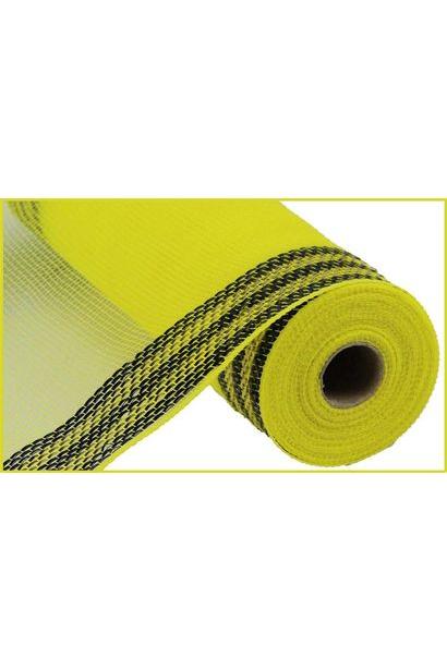 10.5&#x22; Border Stripe Metallic Mesh Ribbon: Yellow/Black (10 Yards)