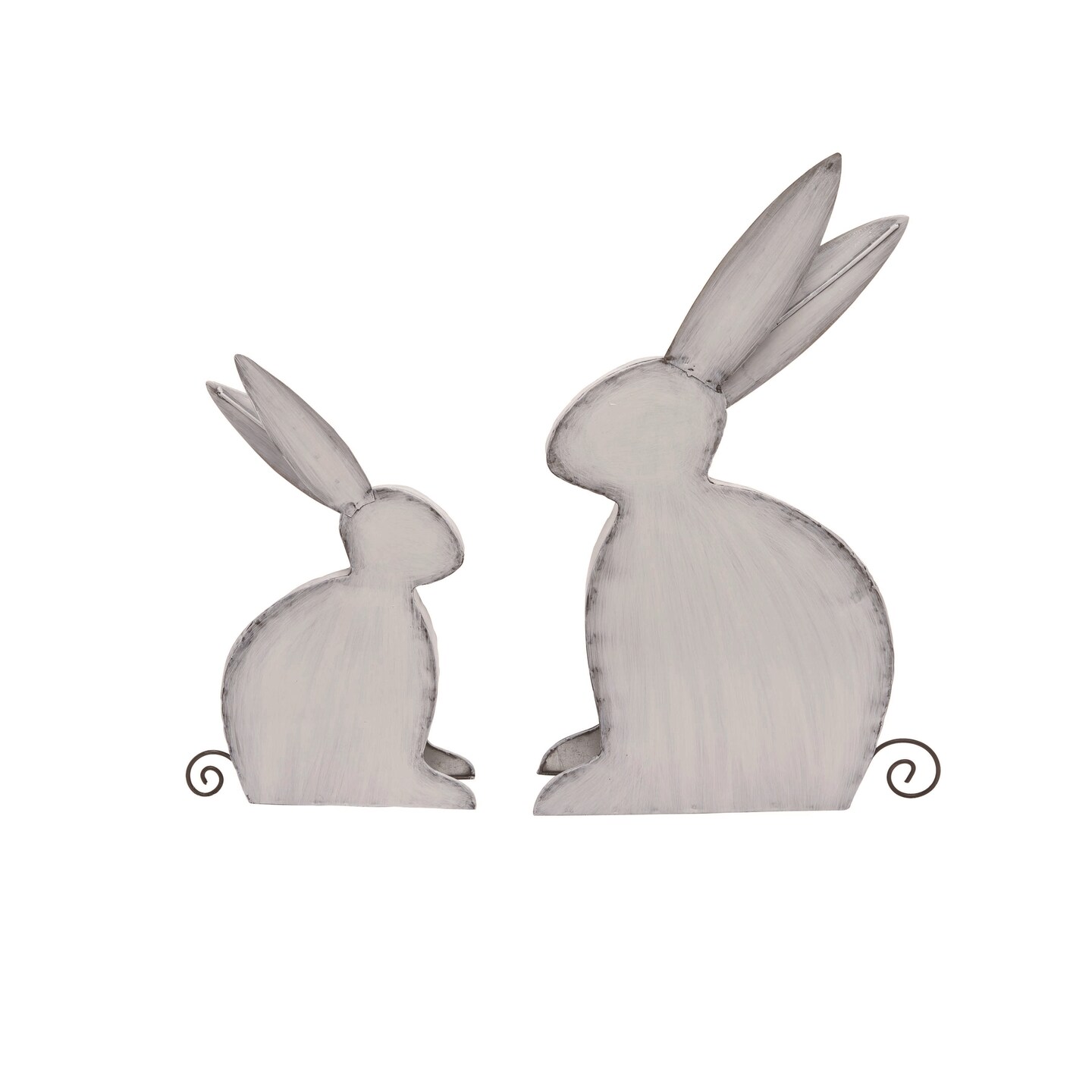 Transpac Metal Silver Easter Bunny Decor Set of 2, 15.5" Decorative Animal Figurines, Metal, Indoor Tabletop, Silver, Easter