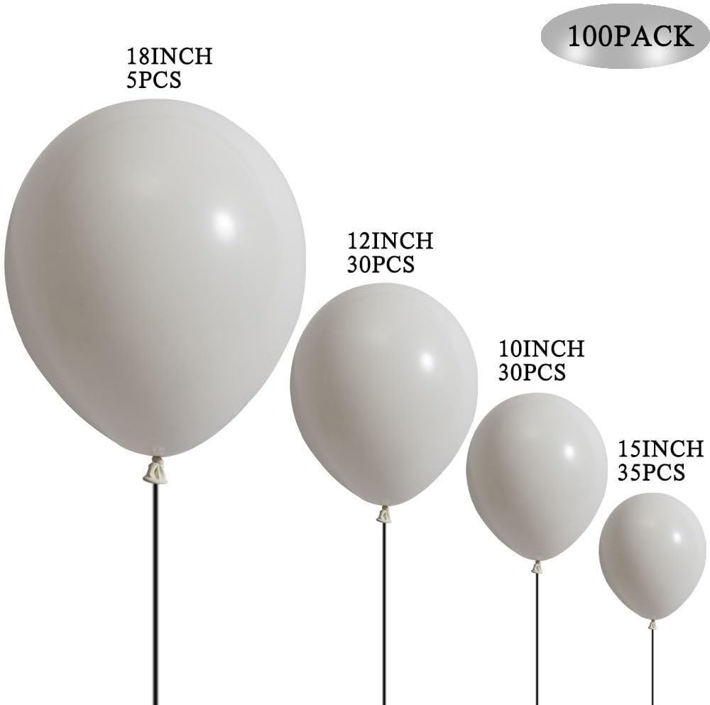 White Latex Balloons 100 pcs Matte White Balloons Different Sizes 18 12 10 5 Inch Round Helium Balloons for White Themed Wedding Graduation Birthday Party Backdrop Decorations