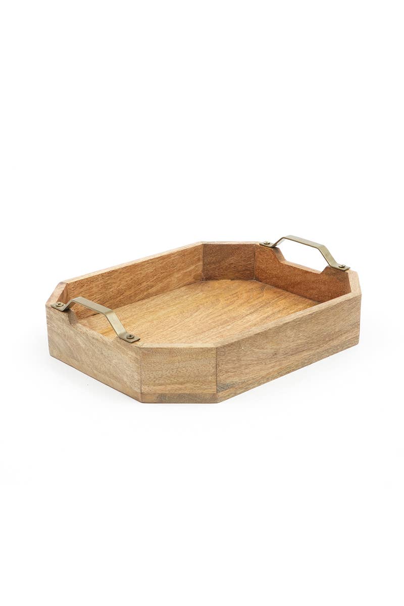 Handcrafted Octagonal Mango Wood Decor &#x26; Serving Tray