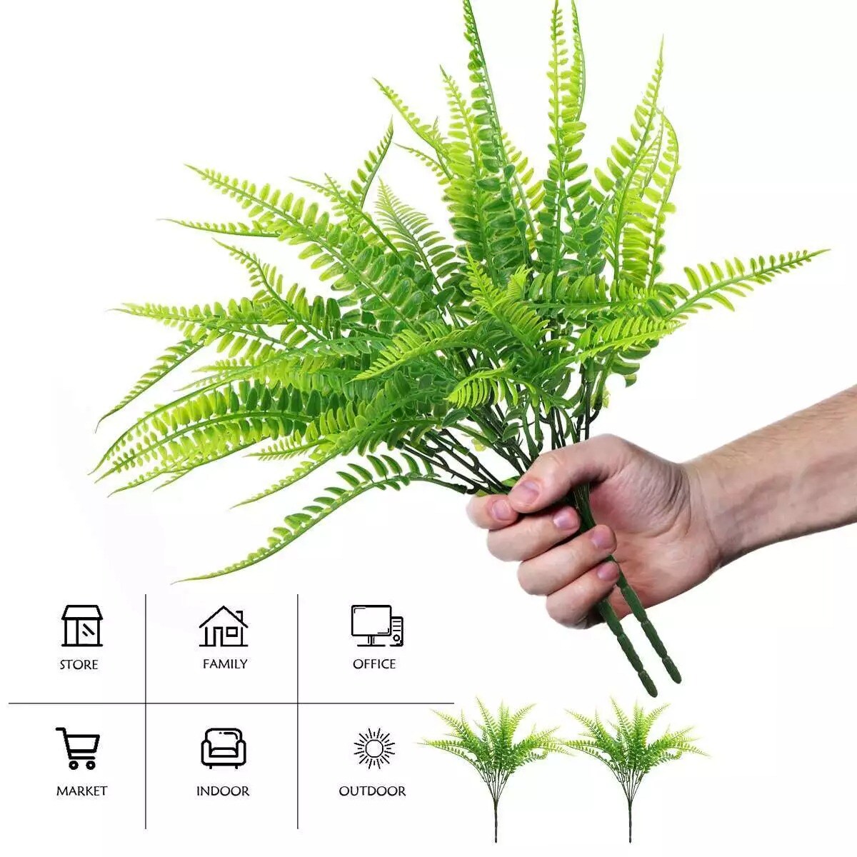 10 Bundles Boston Fern Outdoors Decor Faux Ferns Artificial Plants