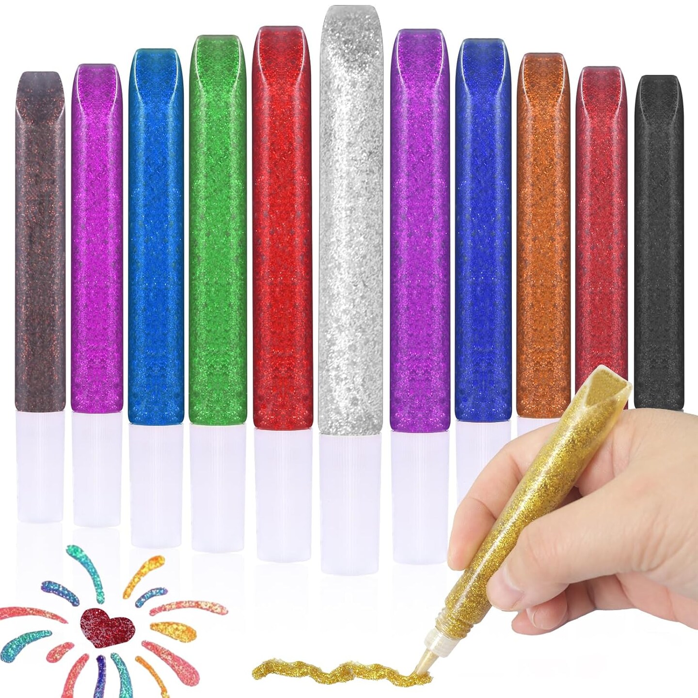 12-Pack Glitter Glue Sticks – Non-Toxic, Washable, Assorted Colors for Crafts & DIY Projects