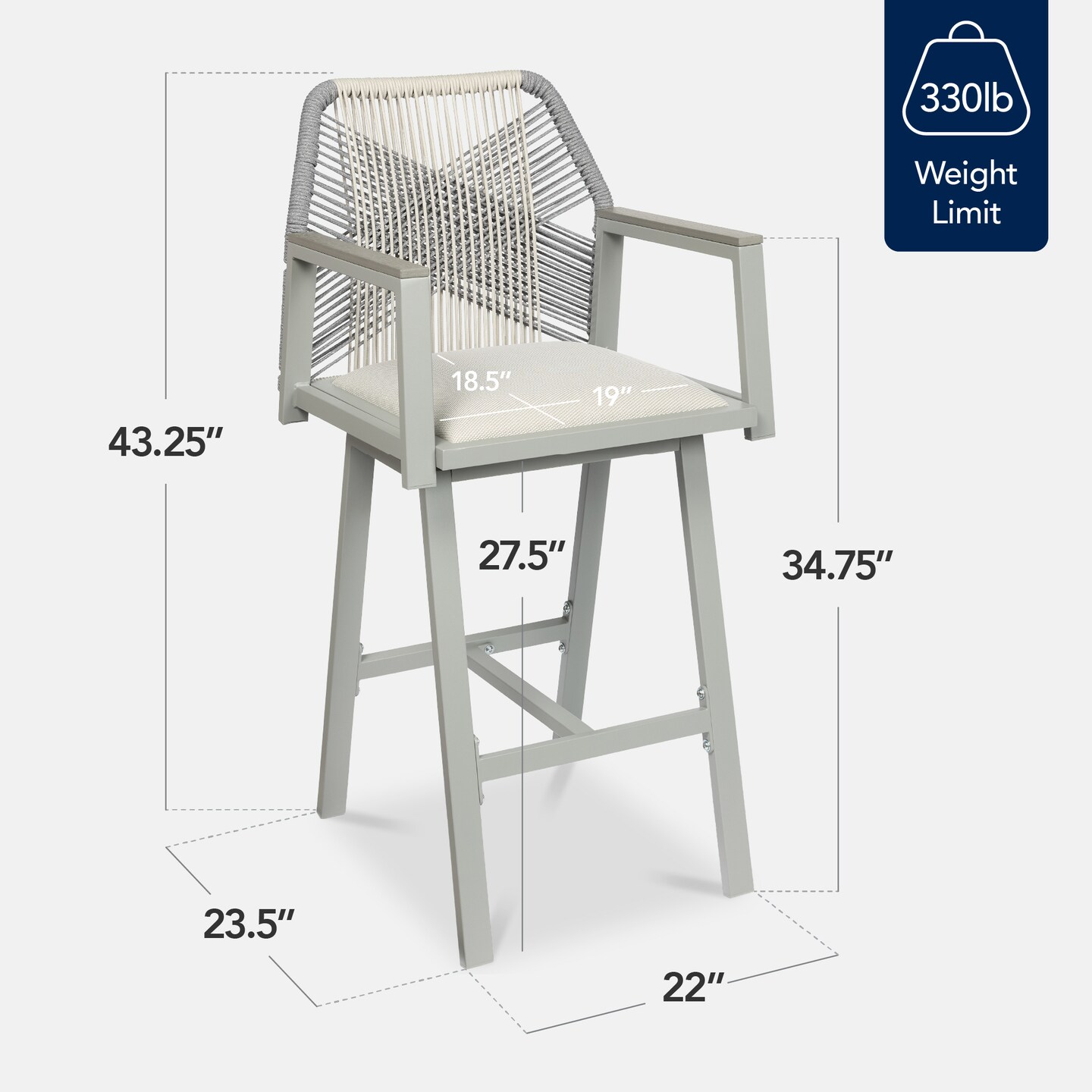 Best Choice Products Set of 2 Indoor/Outdoor Aluminum, Woven Rope Swivel Barstools w/ Armrests