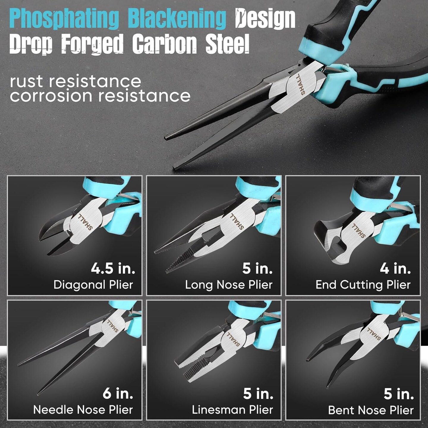 Mini Pliers Set, 6-Piece Small Pliers Tool Set Includes Needle Nose, Long Nose, Bent Nose, Diagonal, End Cutting and Linesman for Making Crafts, Electronic Repairing &#x26; Jewelry with Pouch