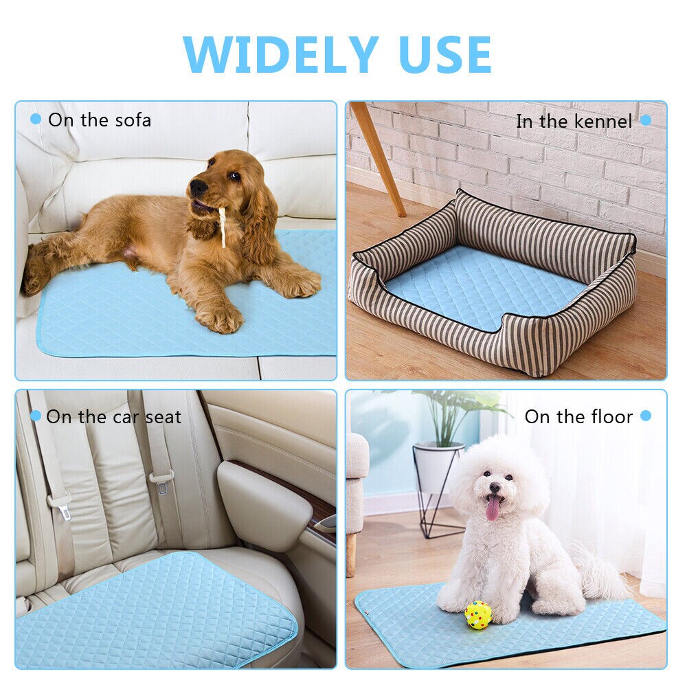 Pet Cooling Bed Mat for Dogs &#x26; Cats - 24x36 Inch Machine Washable Cooling Blanket, Portable Summer Heat Relief for Medium/Small Pets (Blue)
