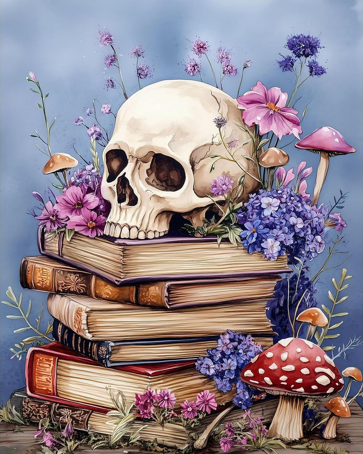 Skull Books Diamond Painting Kits for Adults, 5D Diamond Art Paintings by Numbers Kits, DIY Book Diamond Dots Art Kits, Full Round Drill Diamond Art Kit