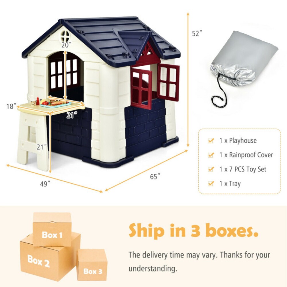 HDPE Playhouse Set with Slide, Table and Cover for Kids