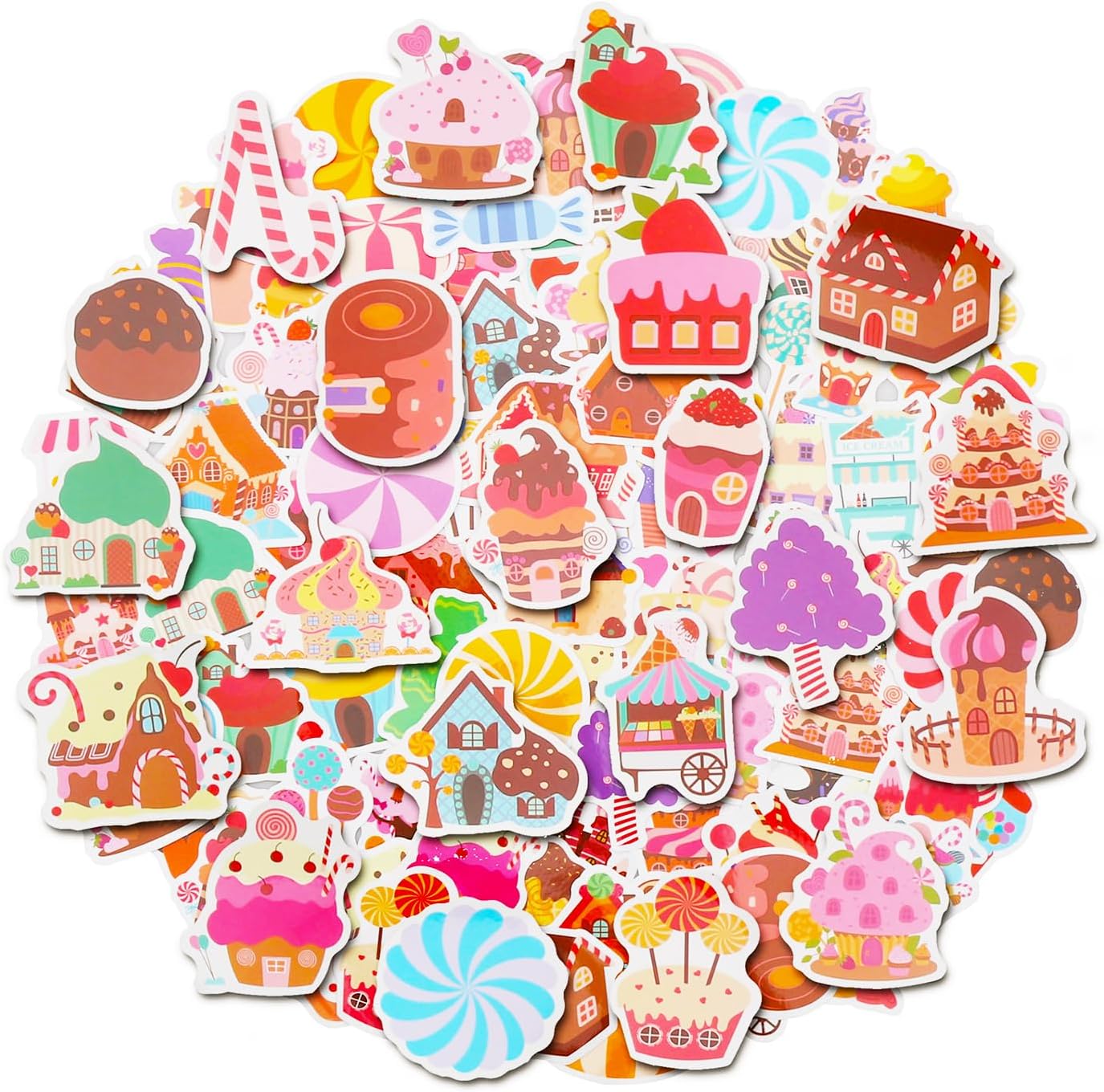 100 Pack Candyland Stickers, Candy Land Party Favors, Birthday Decorations