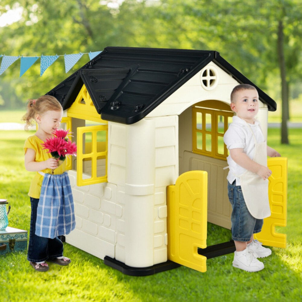 HDPE Playhouse Set with Slide, Table and Cover for Kids