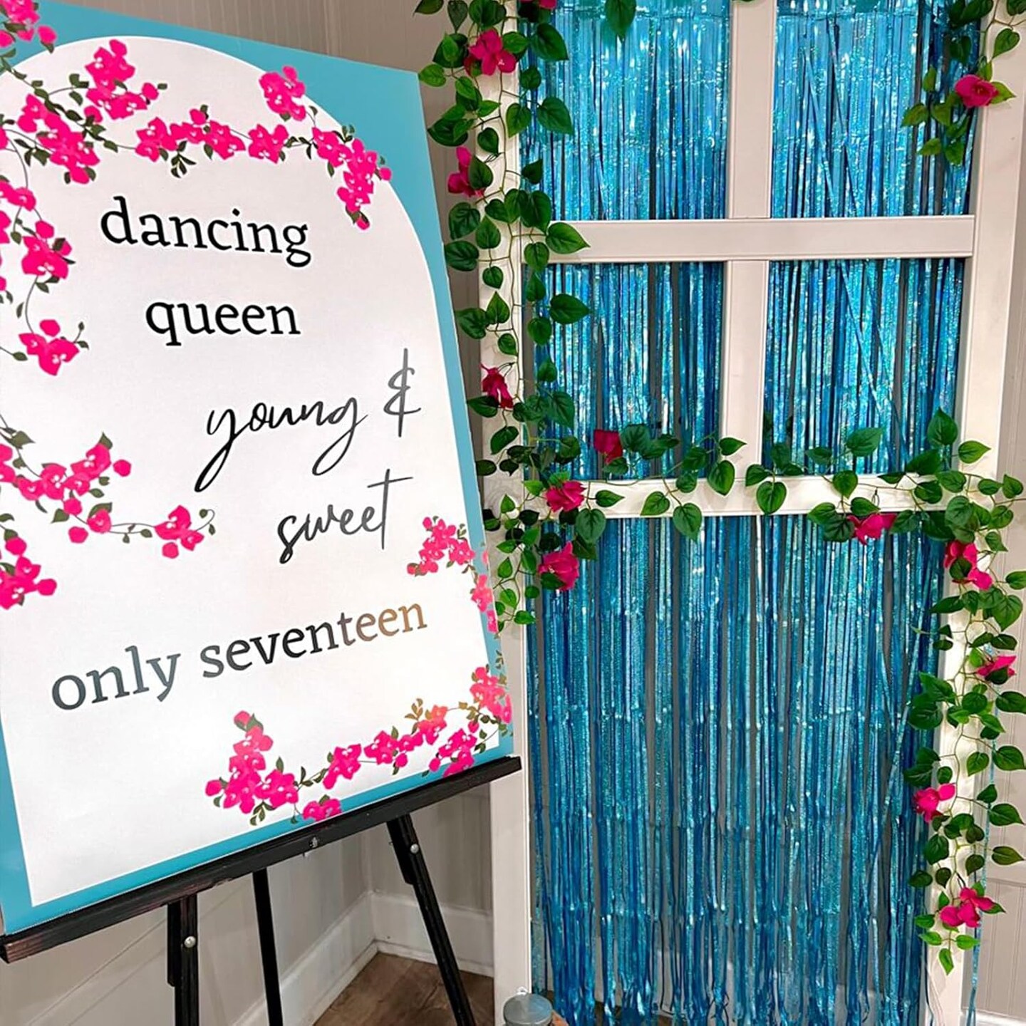 2 Pack 3.3x8.2 Feet Light Blue Foil Fringe Backdrop Curtains, Glitter Tinsel Streamers Birthday Party Decorations, Fringe Backdrop for Baby Shower Mermaid Under The Sea Ocean Frozen Party