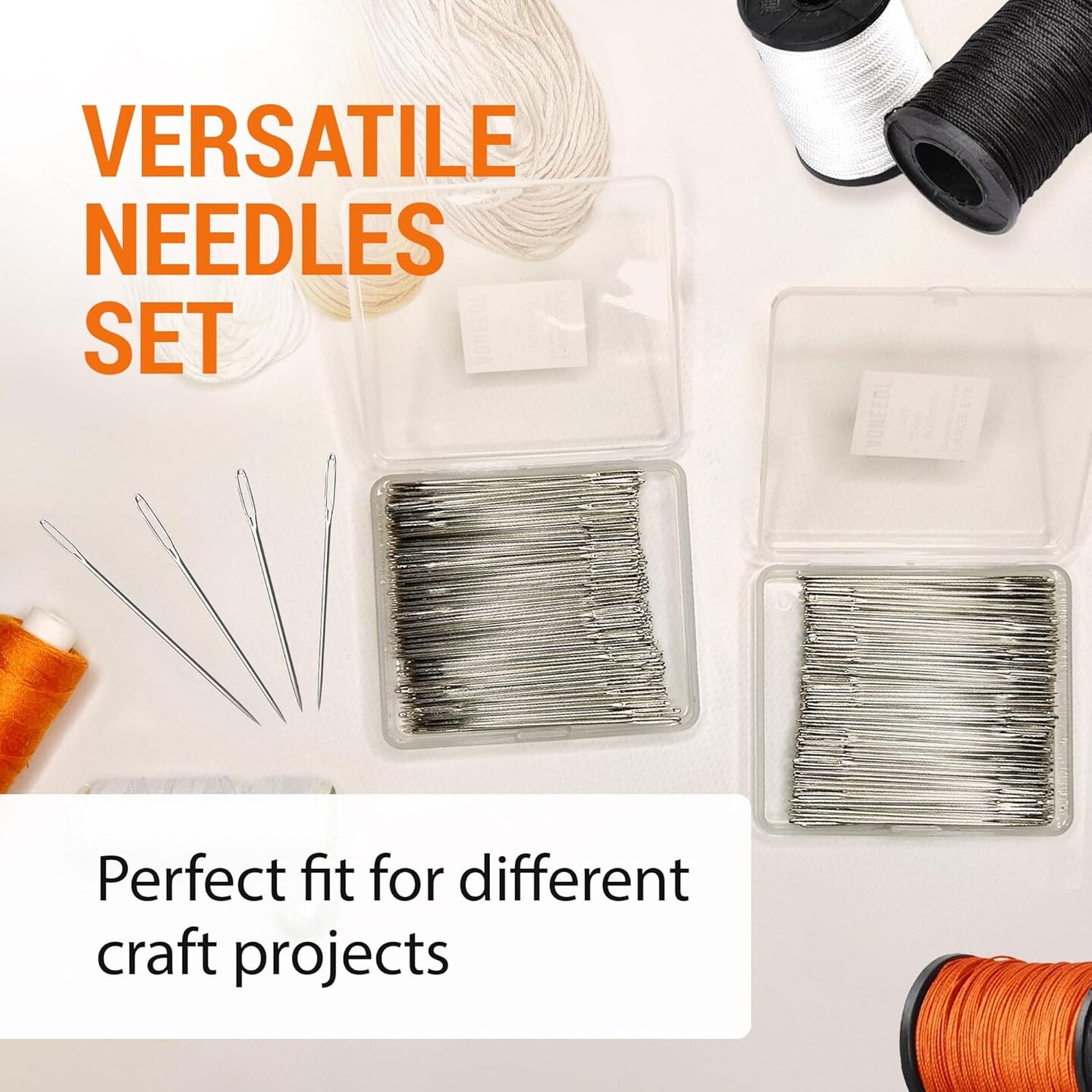 500 PCS Large Eye Heavy Duty Sewing Needles - Bulk Set of 2.4 inch Big Eye Embroidery Needles - Easy to Thread Quilting Needles