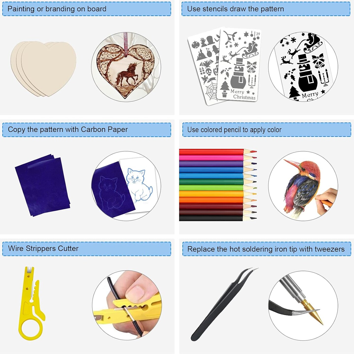 116-Piece Professional Wood Burning Kit – Adjustable 220–480℃ Pen for Pyrography, Carving, Embossing & Soldering.