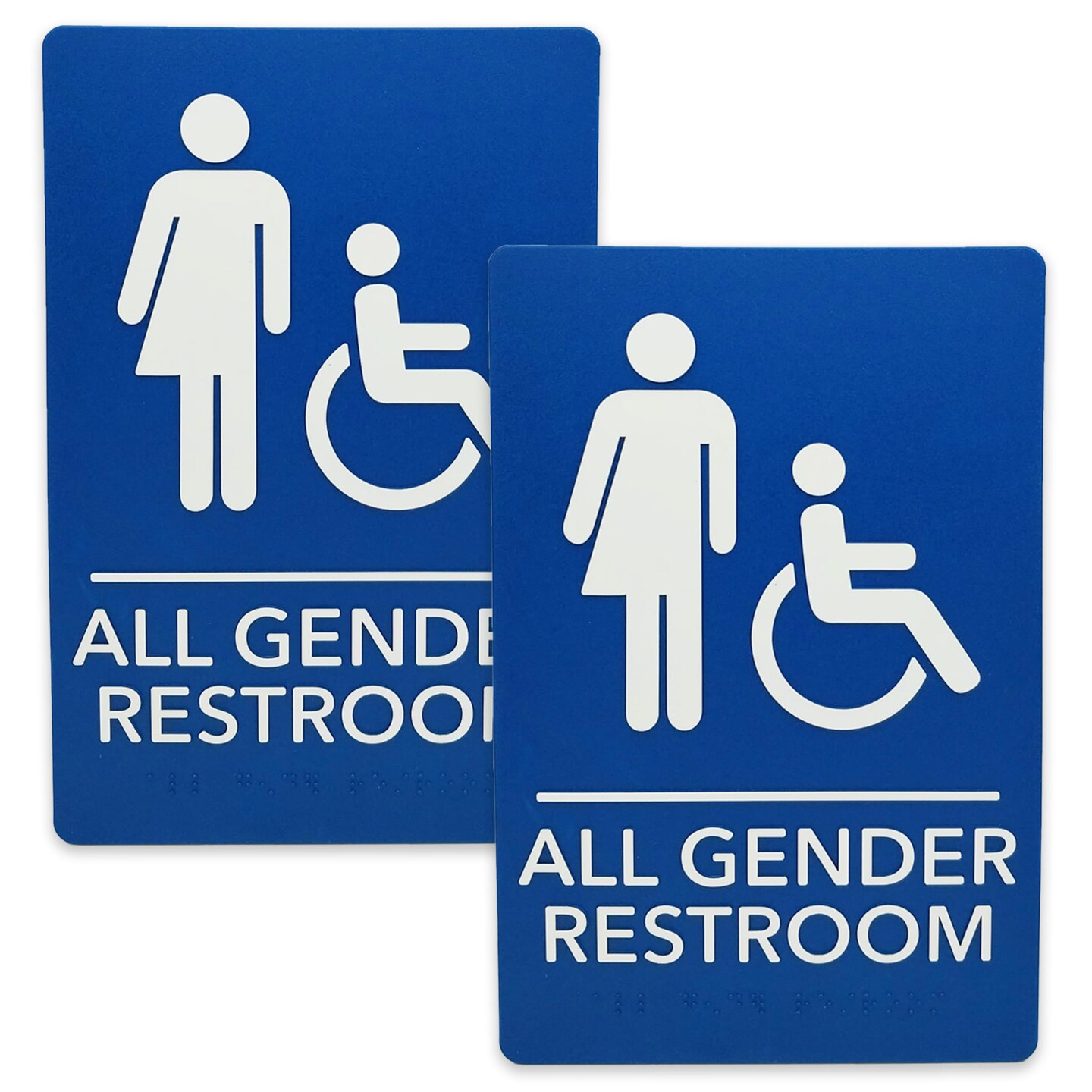 ADA-Compliant Wayfinding Signs – Durable, Non-Glare, Scratch-Resistant & Ready to Install. Featuring Grade 2 Braille & Raised Tactile Text, These Premade Signs Ensure Easy Compliance for Businesses 2 Pack