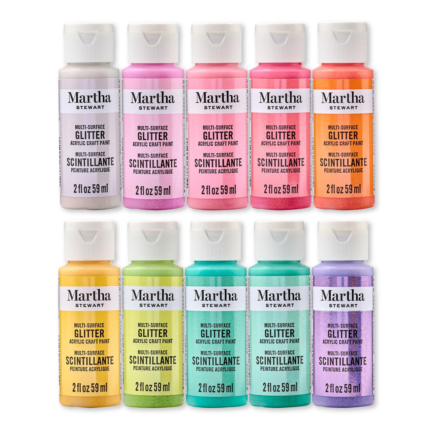 Martha Stewart&#x2122; Rainbow Sparkles Collection - Multi-Surface Glitter Paint Set - 10 pc. - 68709