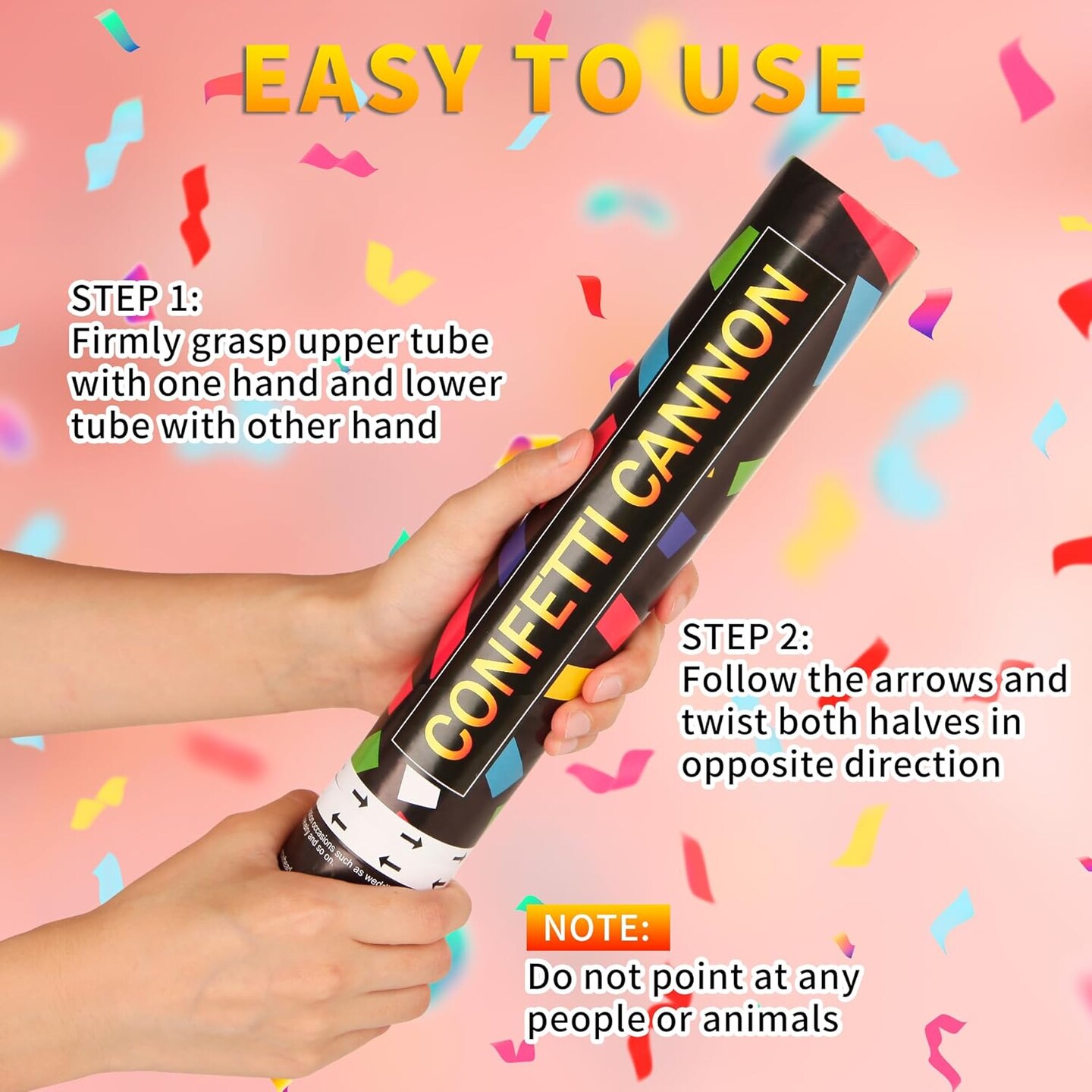 6PCS 12" Multicolor Confetti Cannons – Biodegradable Party Poppers