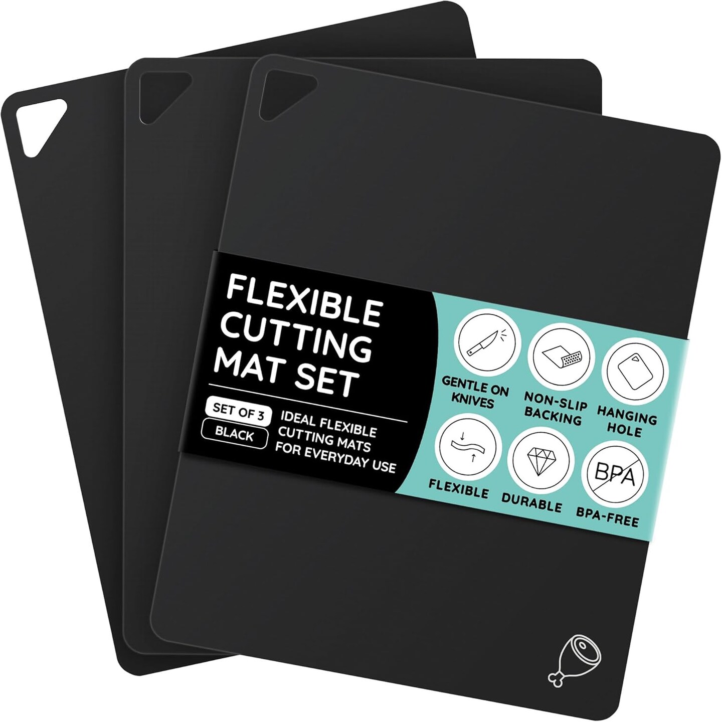 Cutting Board Alternative for Kitchen - Extra Thick Flexible Plastic Cutting Board Set of 3, Non-Slip, BPA-Free, Easy to Clean, Colored Cutting Mats for Cooking, Durable Chopping Sheets