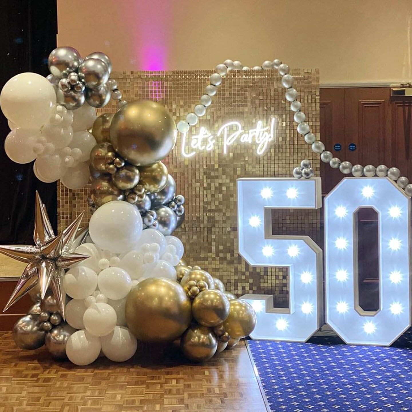 Gold and Silver Latex Balloons, 60 Pcs 12 Inch Metallic Gold Silver and White Confetti Balloons