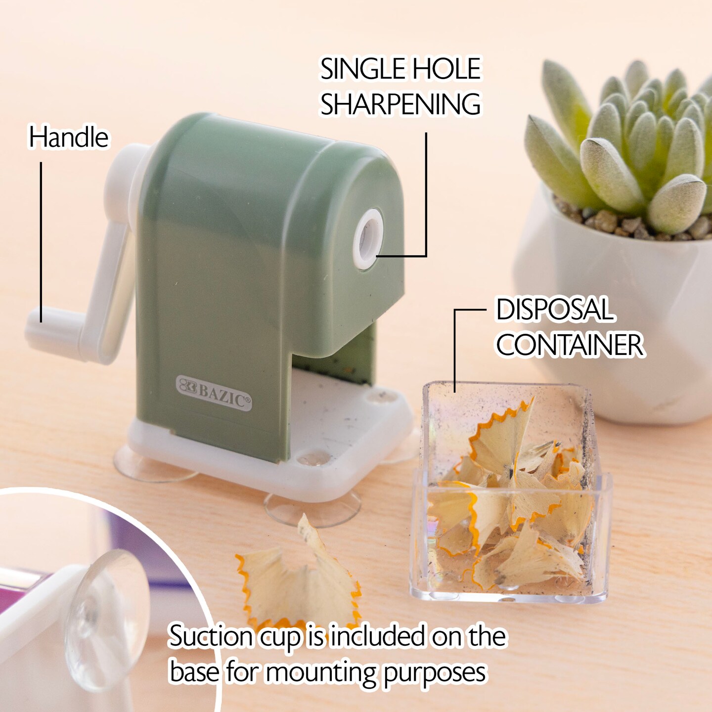BAZIC Desktop Sharpener w/ Suction Cup Base