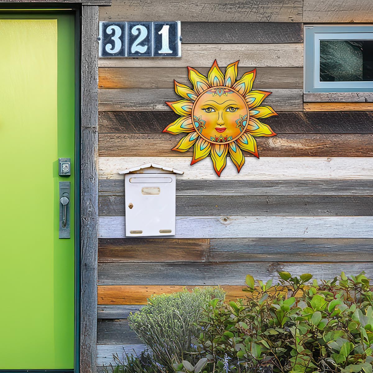 Summer Metal Sun Flower Wall Decor,13inches Sun Wall Art Hanging Decoration for Indoor and Outdoor, Garden Farmhouse Yard Patio Fence Living Room Bedroom Decor