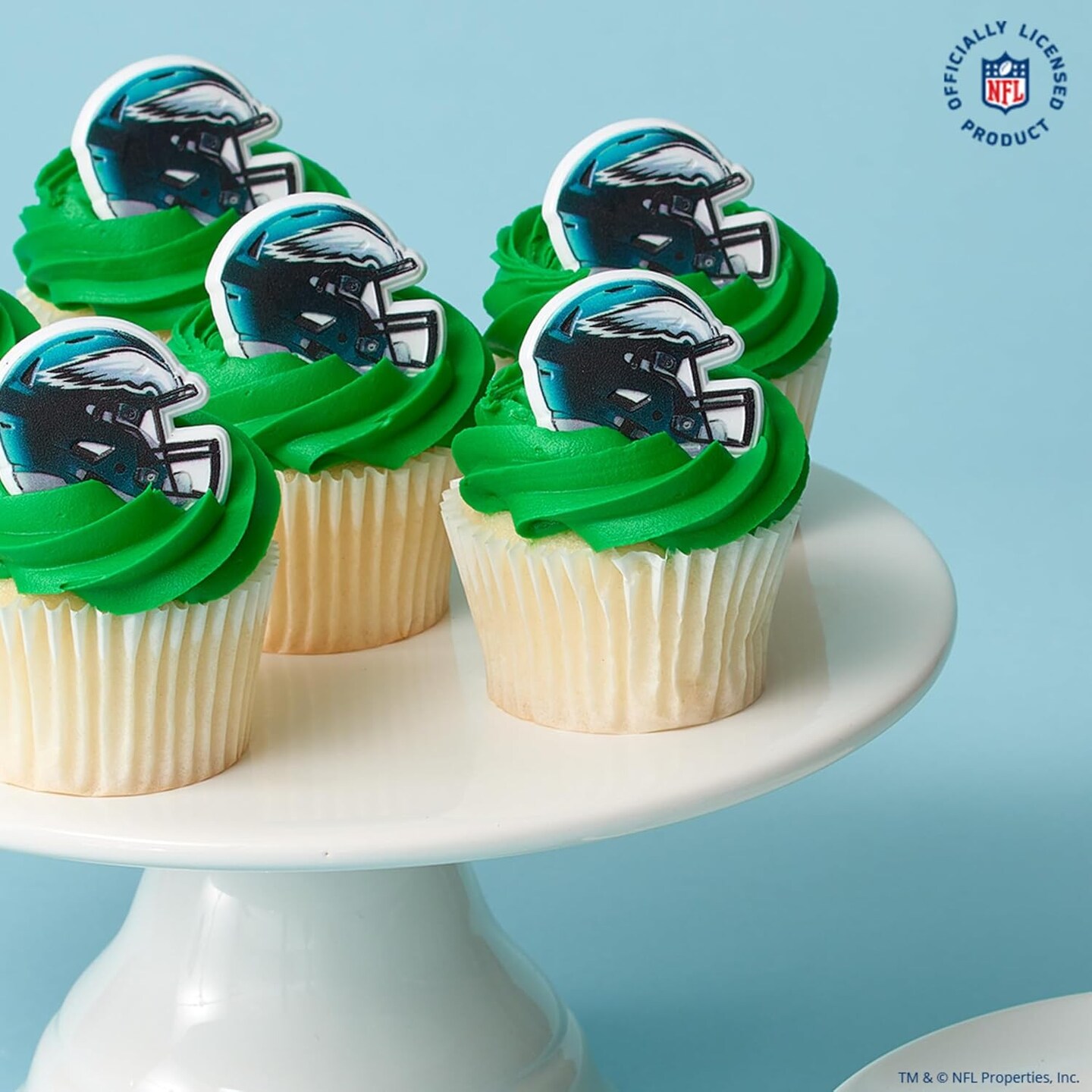 NFL Philadelphia Eagles Helmet Rings, 24 Football Cupcake Decorations, Officially Licensed, Football Rings, Food Safe Cake Toppers &#x2013; 24 Pack
