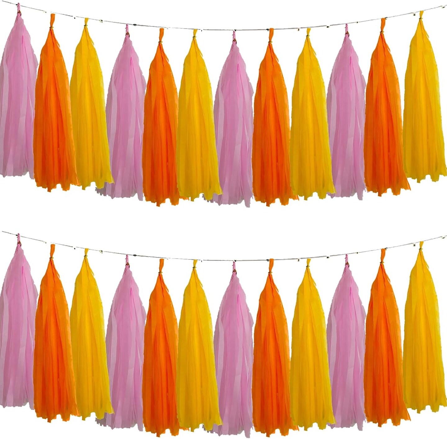Pink Orange Yellow Tassel Garland Banner Paper Tassels for Groovy Party Decoration Groovy Hippie Boho Party Decorationss,Pack of 15