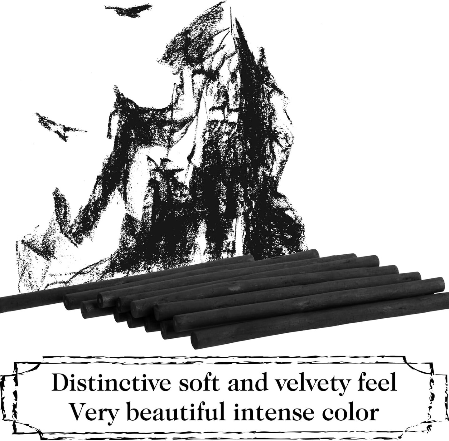100 Pieces Willow Charcoal Sticks, Willow Charcoal, Soft Black Drawing Charcoal for Sketching and Drawing Art Sketch Artists Supplies, 5.7 Inch in Length (2-4, 4-5, 5-7,7-9 mm)