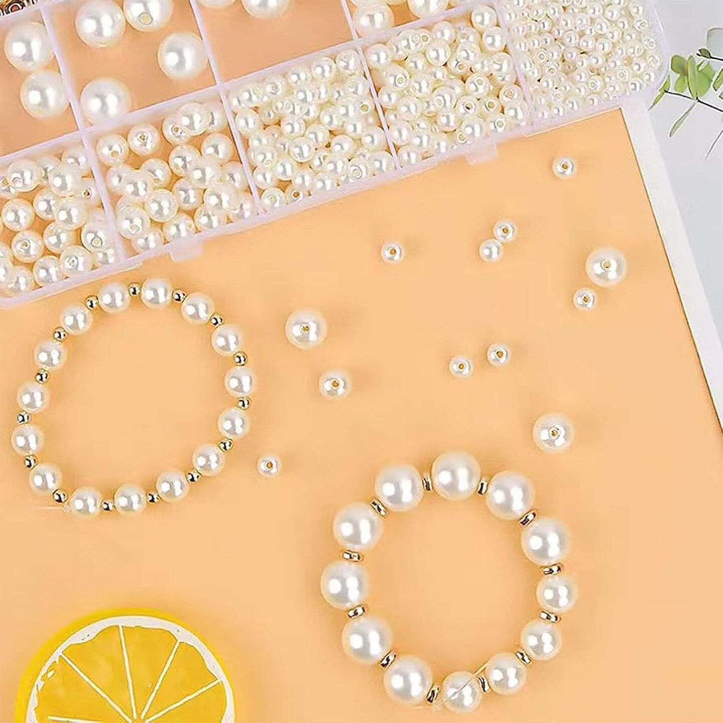 1000Pcs Pearl Beads for Bracelets Making, Pearl Beads for Jewelry Making for Adults, Silver Bracelet Beads DIY Kit, Silver Spacer Beads for Bracelets, Women Friendship Bracelet Making Kit (Silvery)