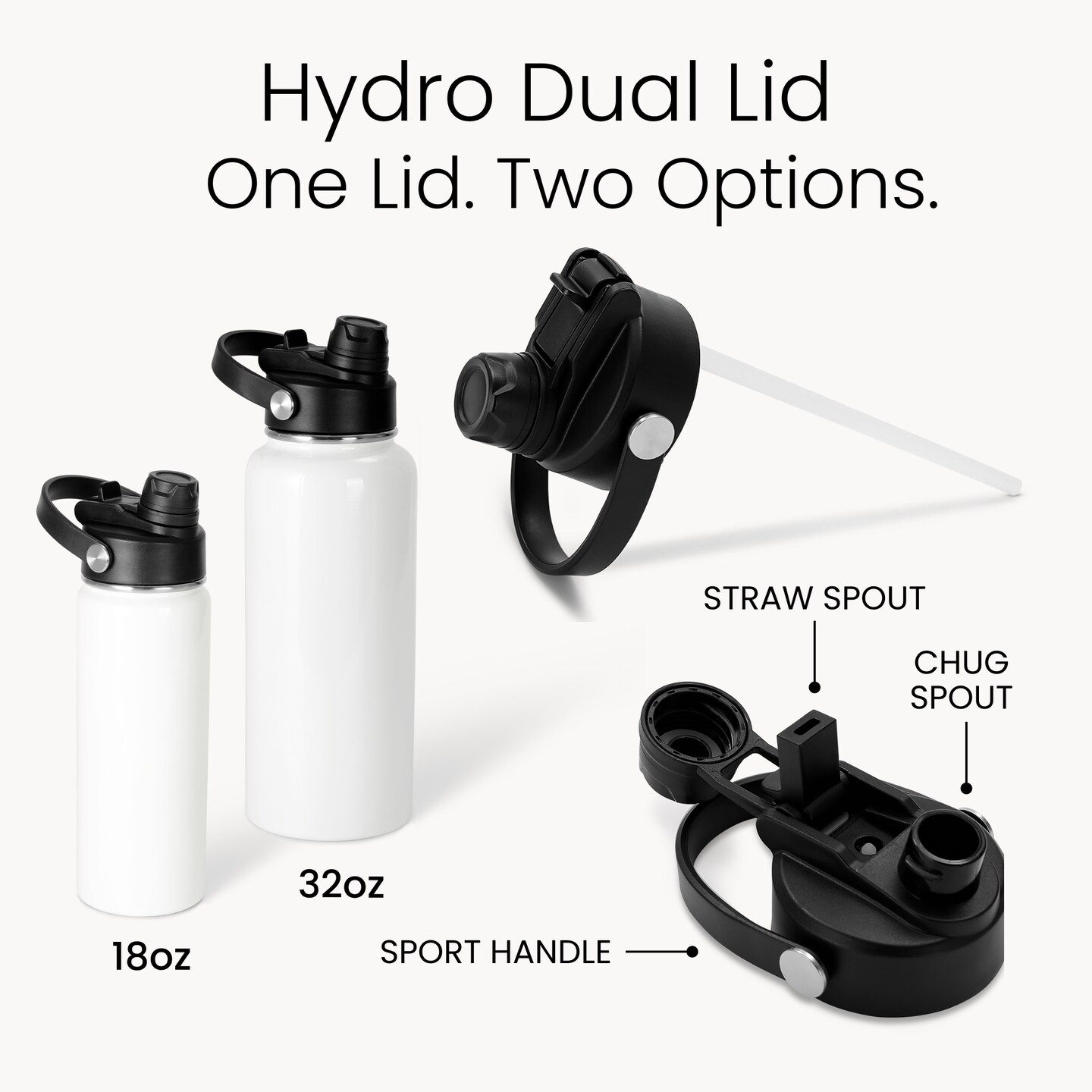 Makerflo 32 oz Sublimation Hydro Water Bottle with 2-in-1 Lid | Craft-Ready for DIY Gifts &#x26; Personalization (Sublimation, Epoxy, UV DTF, Vinyl, and Laser Engraving)