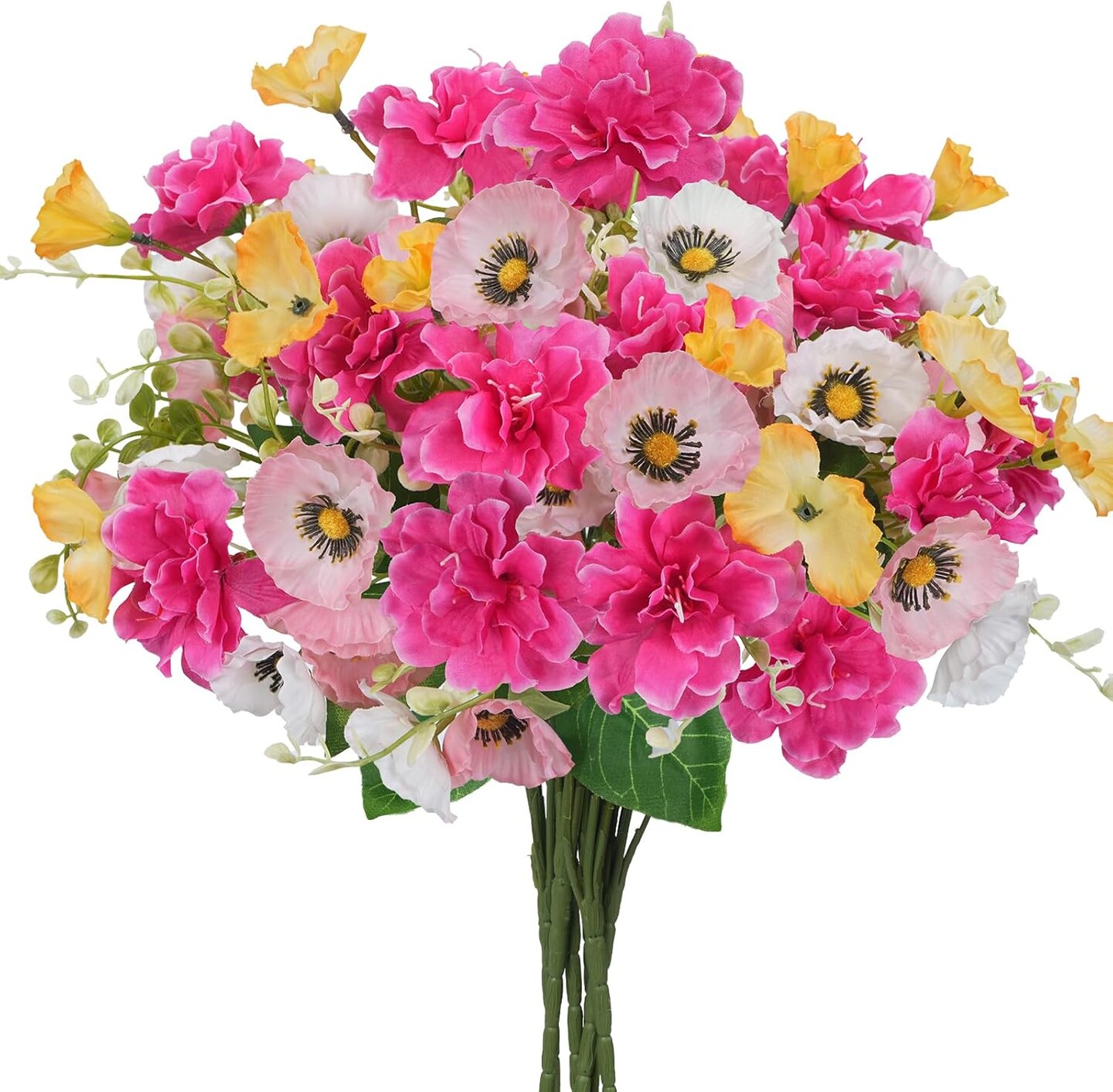 6 Bundles Summer Tabletop Floral Arrangements Artificial Flowers Silk Poppy Flowers for Decoration Real Touch Fake Flowers with Stems Faux Wildflowers
