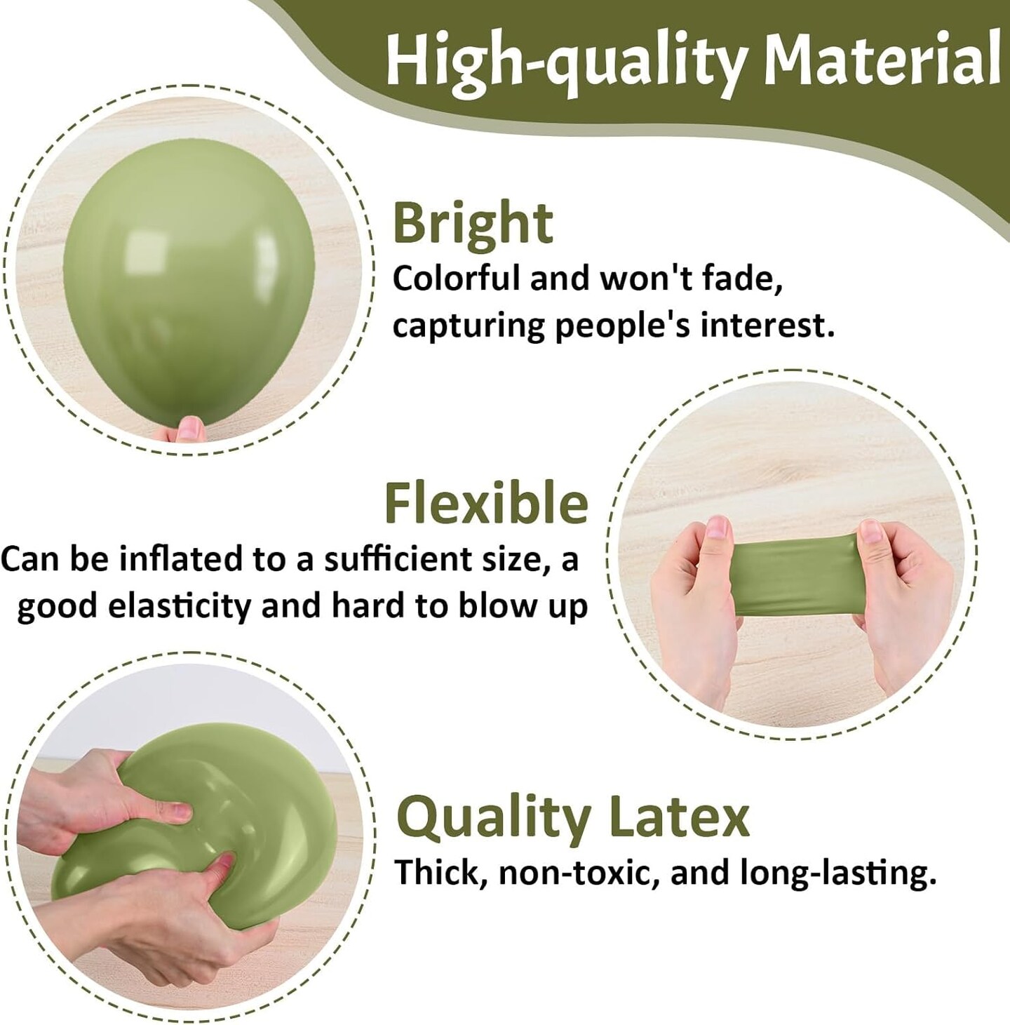 Sage Green and Gold Balloons, 50 PCS Sage Green Party Balloons, 12 Inch Metallic Gold Confetti Avocado Green Sand White Latex Balloons for Birthday Jungle Safari Wedding Baby Shower Party Decorations