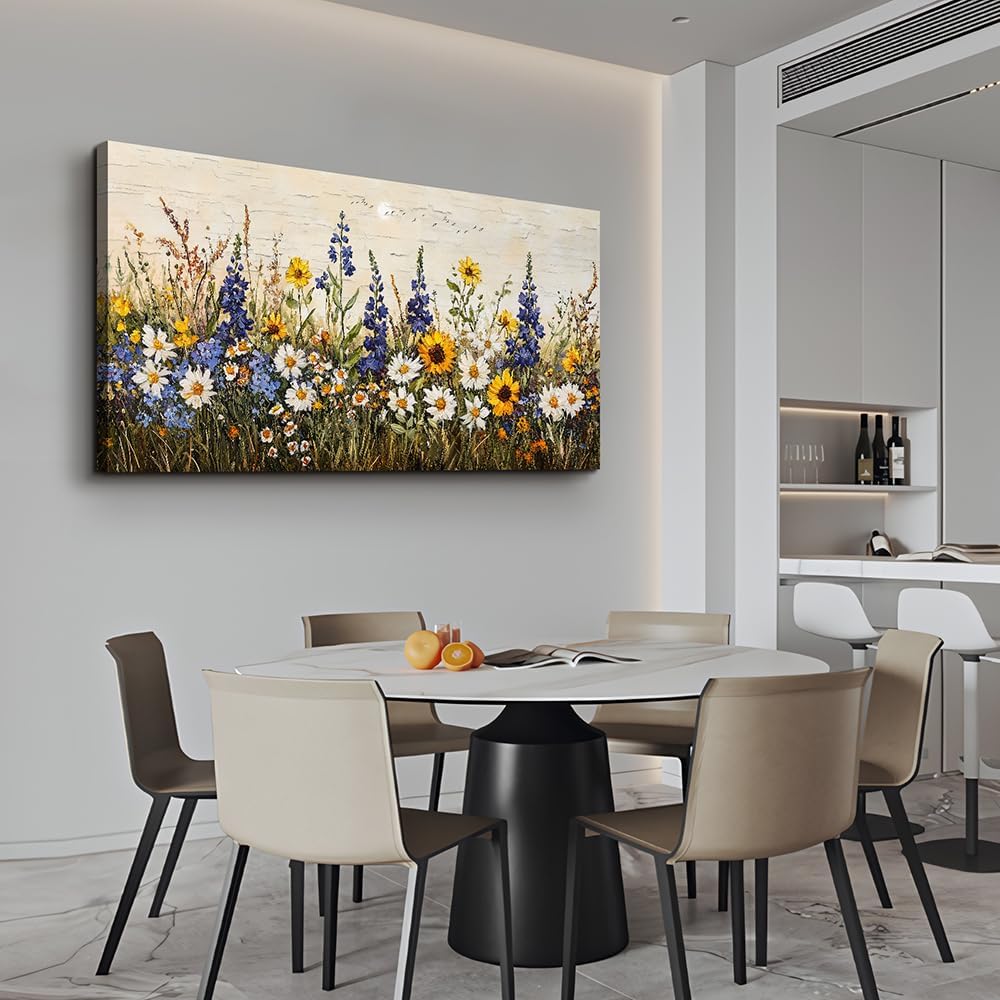 Farmhouse Wall Art For Living Room Canvas Wall Decor For Bedroom Office Dining Room Decor Boho Wall Paintings Flowers Watercolour Wall Pictures Ready To Hang Family Home Decor 20&#x22;X40