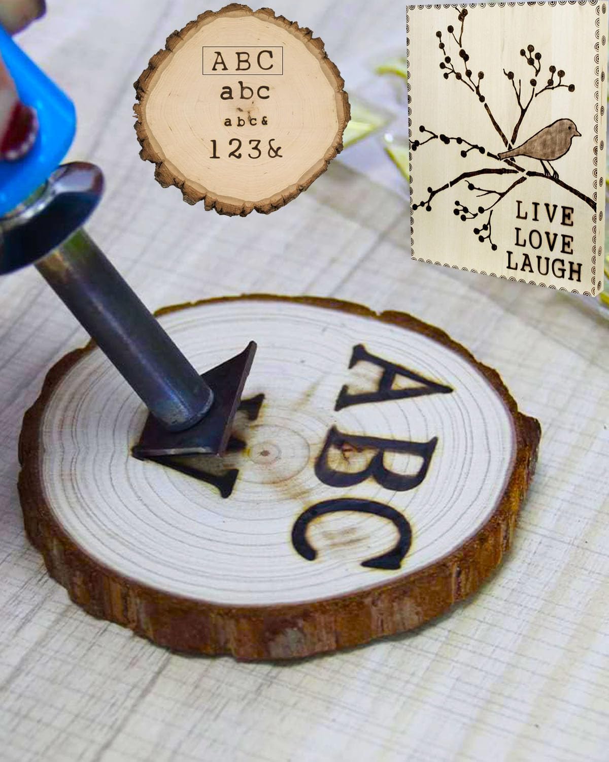 Wood Burning Alphabet Letter Kit, Branding Irons Personalized for Wood Leather Branding Set Compatible with Walnut Hollow Iron Wood Burning Stamp with 26 Iron 5/8&#x201D; Tall (Clear)