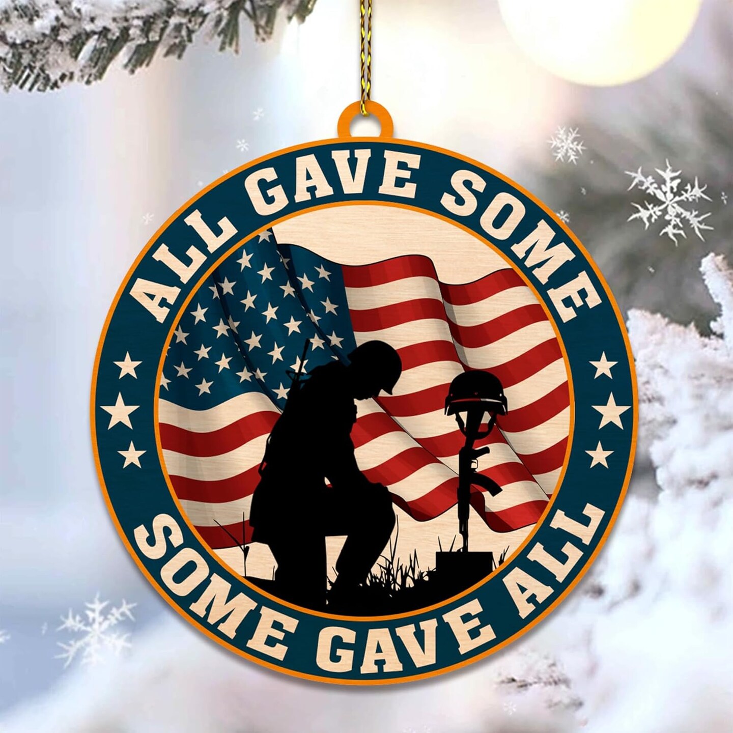 Veteran Christmas Ornament Tree Decorations 2D Flat, Gifts for Veteran Soldier Armed Forces Military Members US Army, Patriotic Ornaments for Christmas Tree Decorations