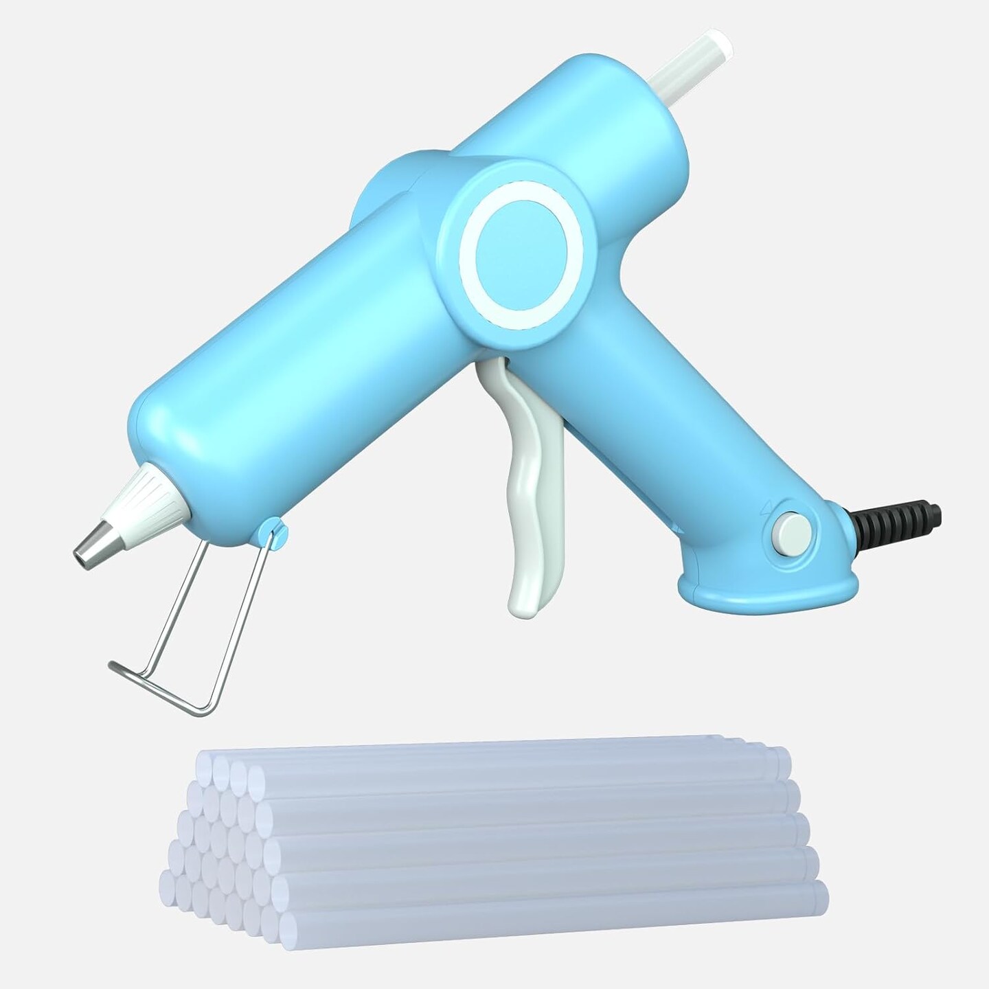 20W Blue Hot Glue Gun Kit with 30 Clear Glue Sticks AC-Powered DIY Projects Home Repairs Fast Heating Drip-Free Precision Tool Set (Series HJ047)