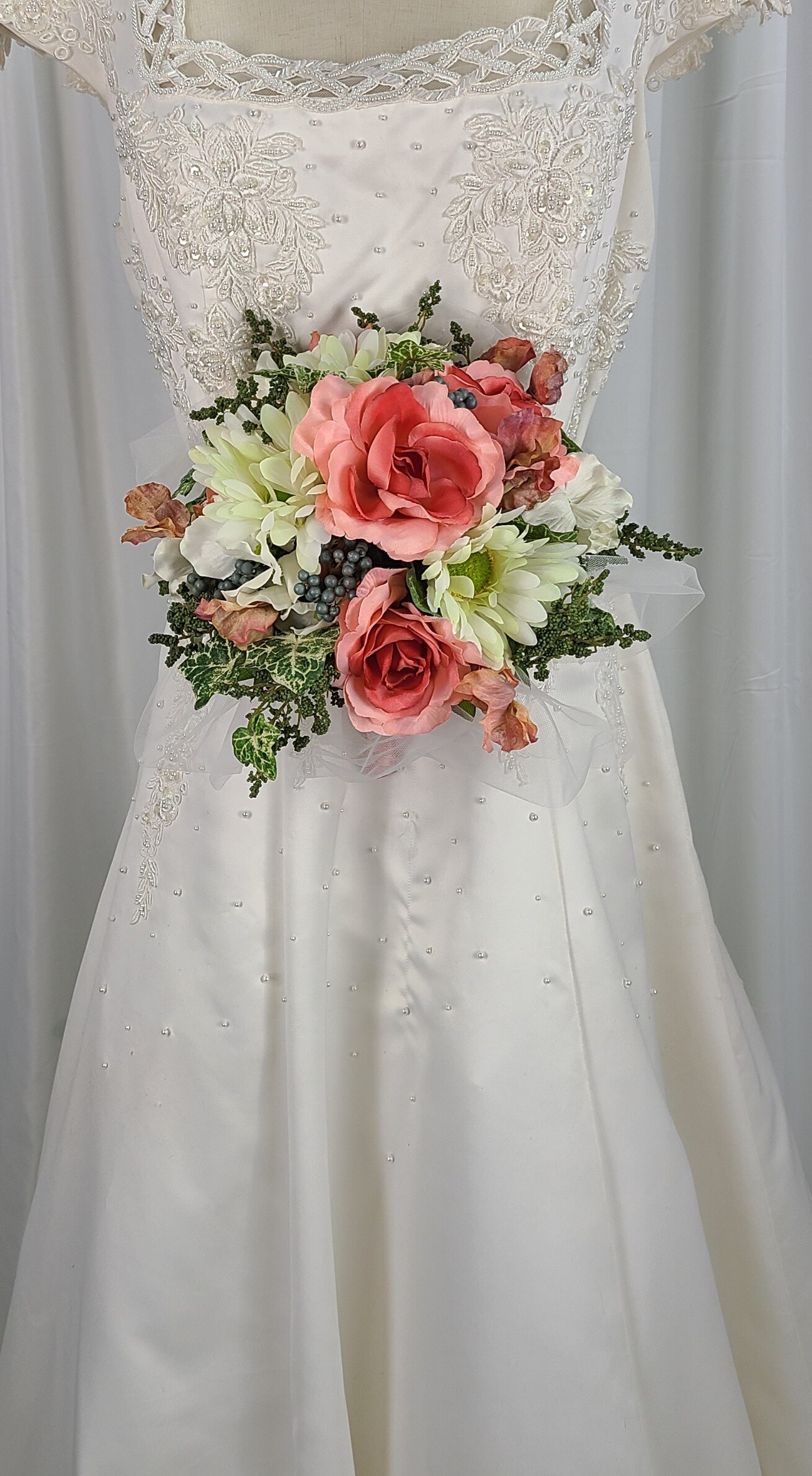 Roses and Gerbera Daisies Faux Silk Bridal Bouquet | MakerPlace by