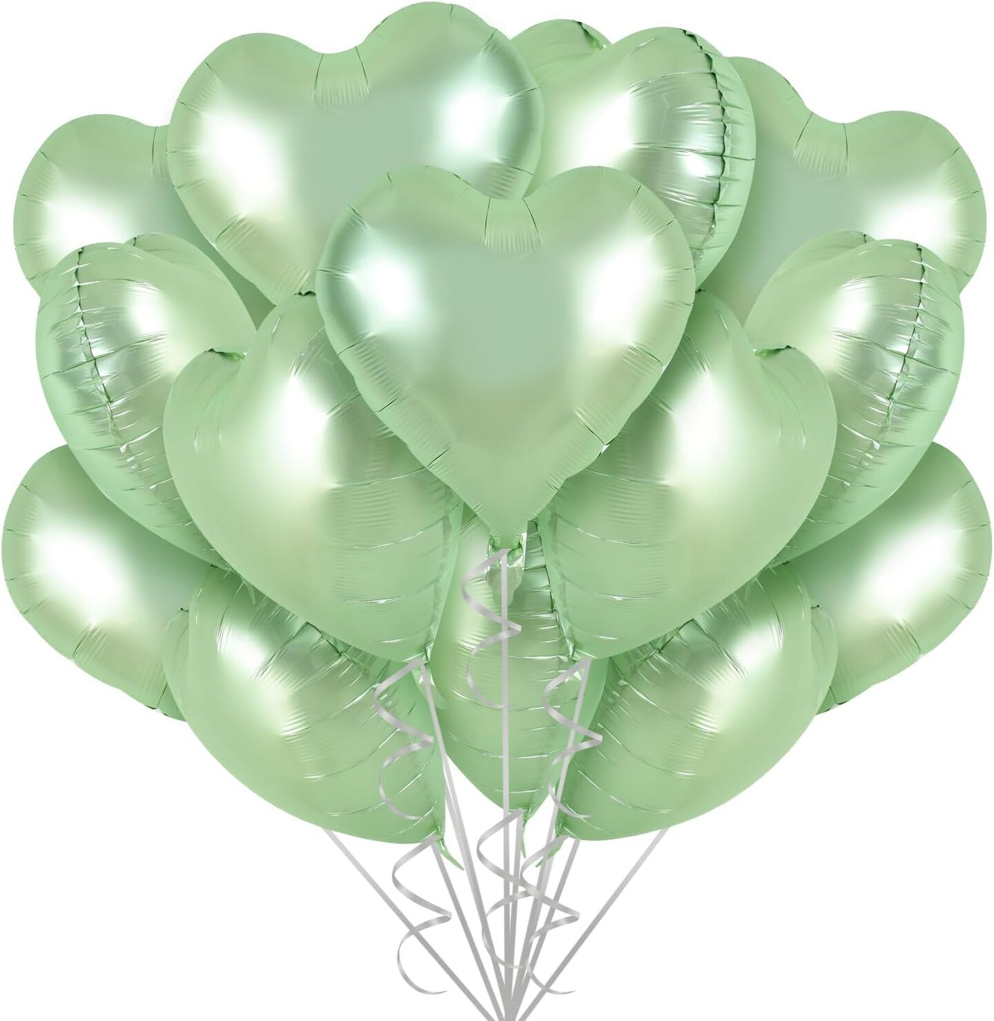 30Pcs 18 Inch Olive Green Heart Balloons Sage Green Heart Shape Foil Mylar Balloons Decoration for Birthday Valentine's Day Wedding Bridal Shower Anniversary Engagement Party Supplies