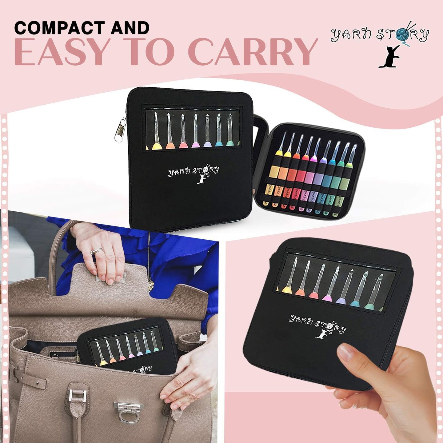 Lighted Crochet Hooks Complete Set 9/pkg - 9 pcs Light up Crochet Hook Set w/ 9 Extra Batteries &#x2013; Crochet Lite Hooks