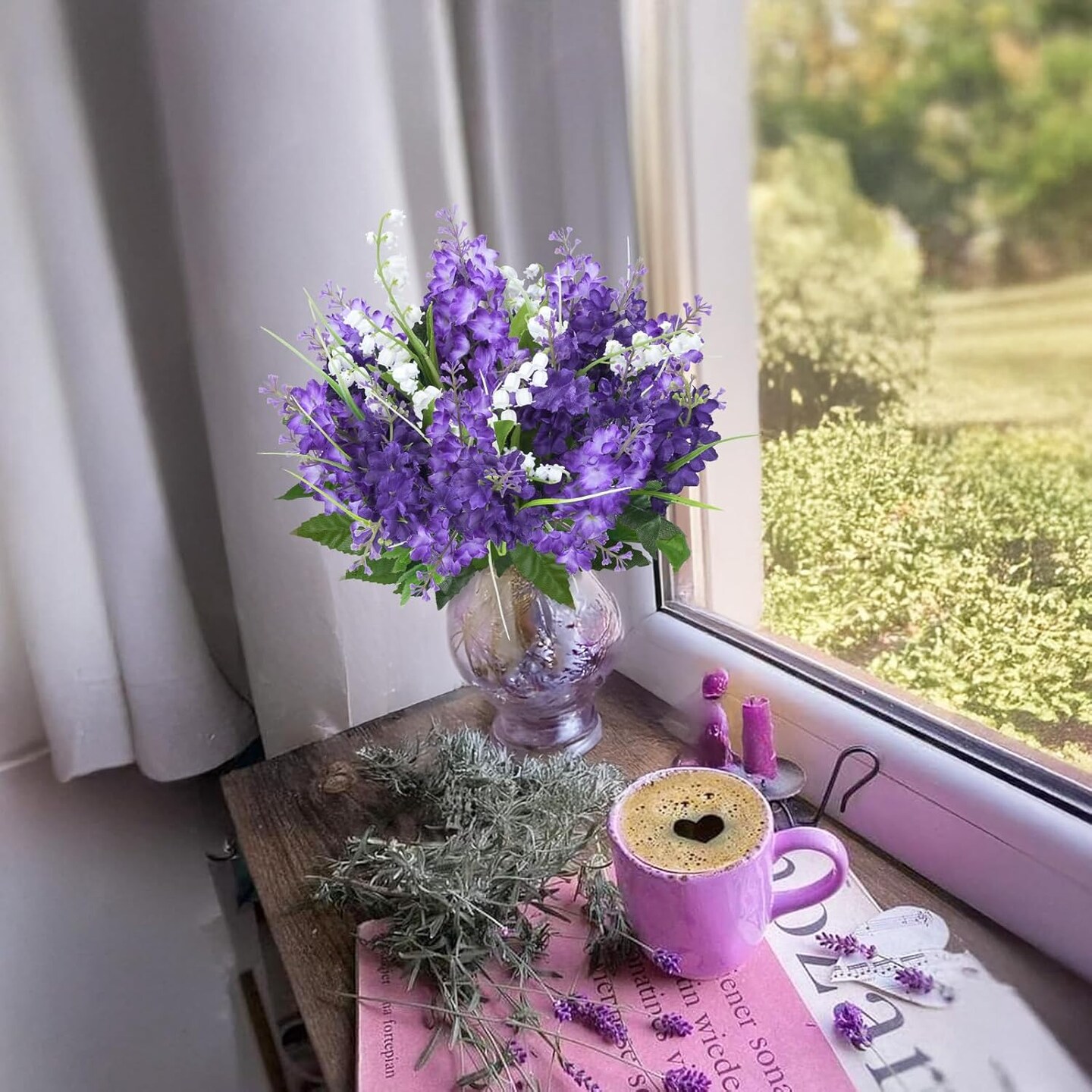10Pcs Fake Lilac Flower Bouquet Purple Flowers Summer Bushes