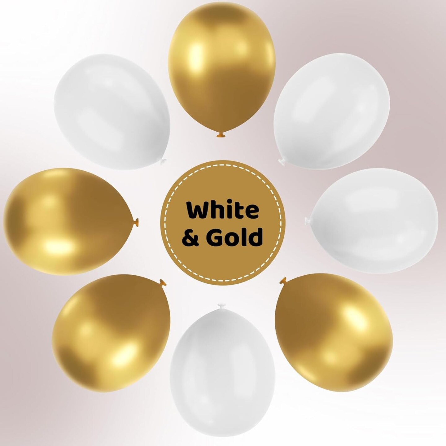White and Gold Latex Balloons, 67pcs 12 Inch Metallic Gold and White Party