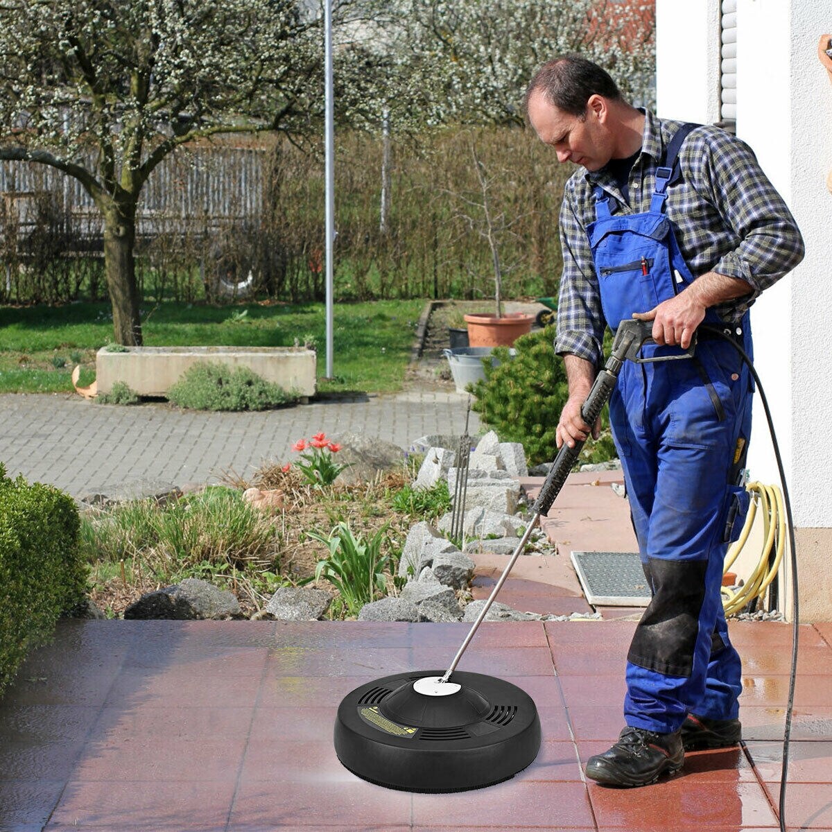 Black 16 Inch Pressure Washer Surface Cleaner Attachment Suitable for Various Surface