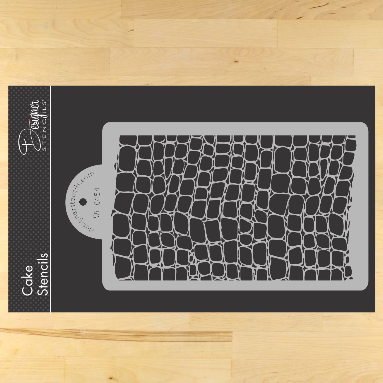 Crocodile Skin Cake Stencil | C454 by Designer Stencils | Cake Decorating Tools | Baking Stencils for Royal Icing, Airbrush, Dusting Powder | Reusable Plastic Food Grade Stencil for Cakes | Easy to Use &#x26; Clean Cake Stencil