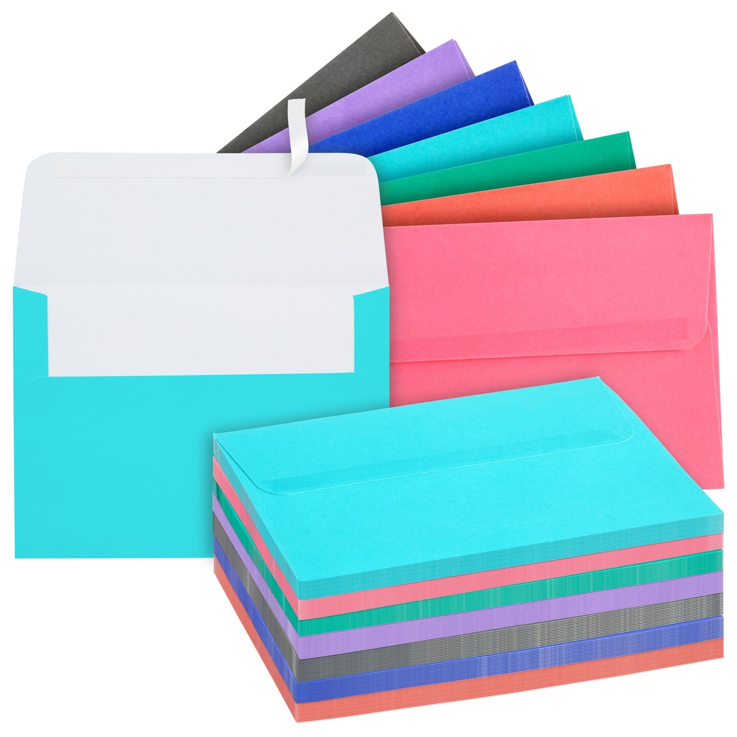 100 Pack Colored 4x6 Envelopes for Invitations, Birthday Cards, Wedding, Photos, Self-Adhesive Peel-Off-and-Stick (A7, 7 Colors)