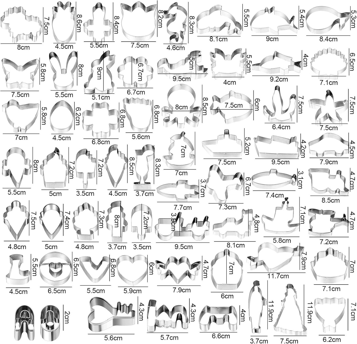 Stainless Steel Cookie Cutter Set Assorted Shapes 108 Pieces