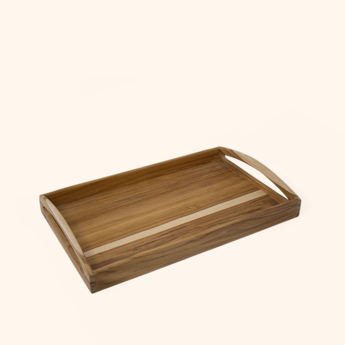 Teak Wooden Tray &#x2013; Natural Wood | Elegant &#x26; Versatile Serving Tray-16X10X2.3&#x22;