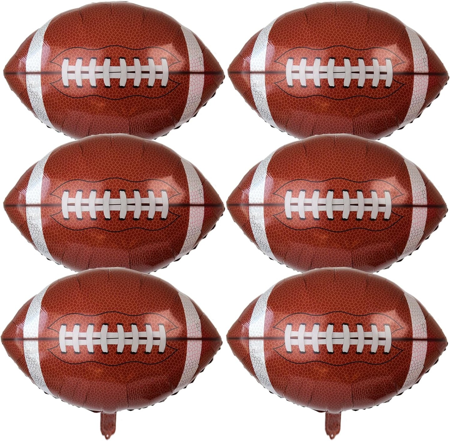 6Pcs Football Party Balloons,27 Inch Football Shaped Foil Balloon for Tailgate Game Day Football Theme Birthday Party Decorations,Super Sunday Touch Down Party Supplies