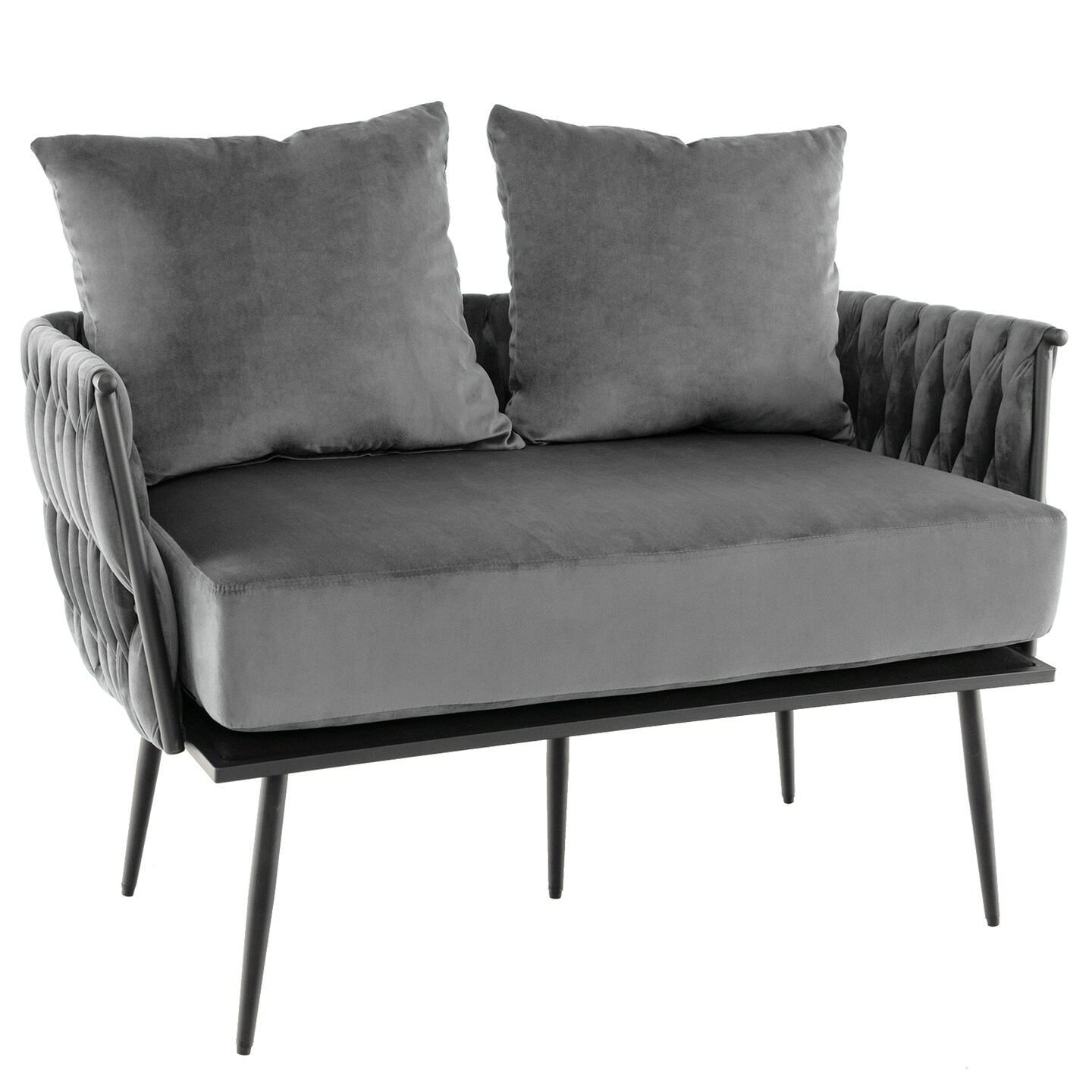 Velvet Woven Loveseat and Cozy 2-Seater Sofa with Metal Legs