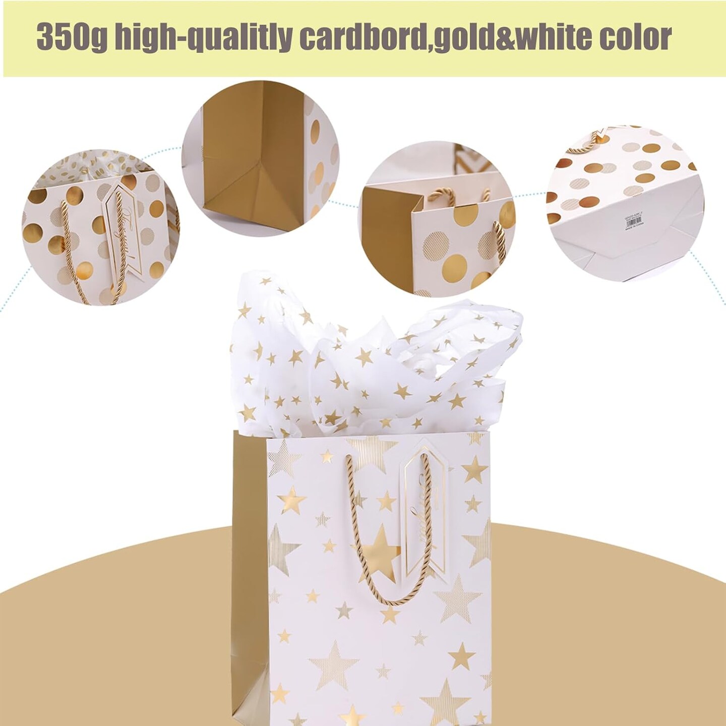 12pcs 9&#x22; Gift Bags, Medium Size Paper Bags with Tissue Paper